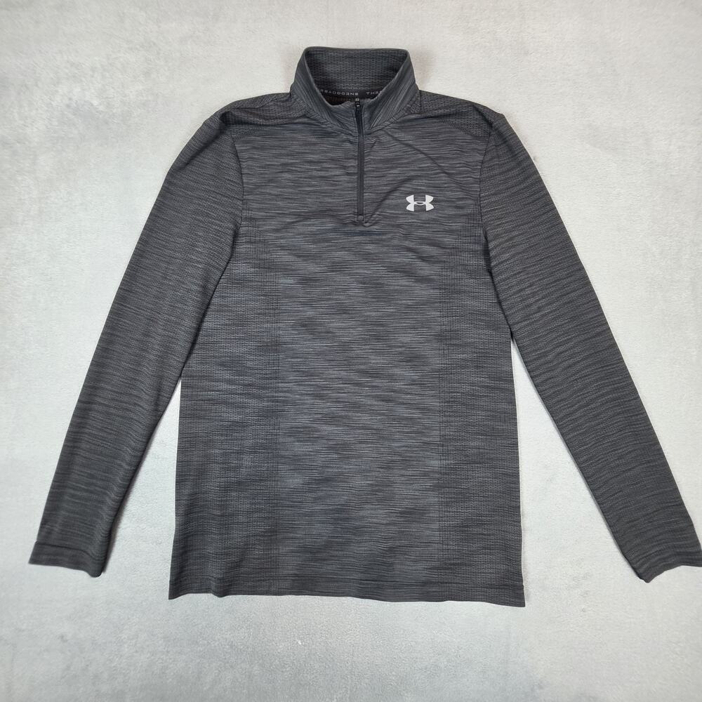 Under Armour Threadborne HeatGear 1/4 Zip Pullover Mens Medium Gray Fitted